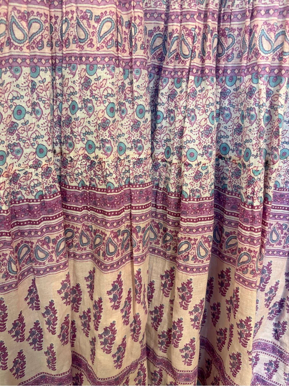 Blue Boheme Pink Purple Floral Paisley Bohemian Cotton Peasant Dress Women’s S/M - Picture 8 of 12
